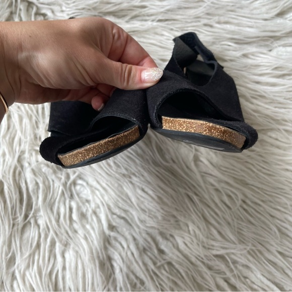 Pedro Garcia Maggie Black Suede Criss Cross Cork Open Toe Heeled Sandal Size 37 - Picture 6 of 12